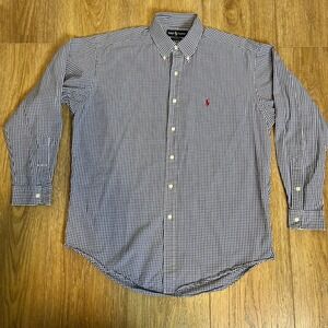 Ralph Lauren Blake Gingham Check Button Down Shirt Red‎ Pony Logo Men 1M
